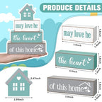Cinnvoice 4 Pcs Farmhouse Tabletop Decor Rustic Family Blessed Home Table Centerpiece This Is Us Sign for Kitchen Shelf Desk Fireplace Mantel Tiered Tray Decor(May Love Be the Heart of This Home) - style: May Love Be the Heart of This Home