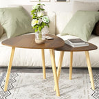 BAMEOS Bamboo Nesting Triangle End Table,Set of 2 Side Table Modern Minimalist Coffee Table for Living Room (Walunt) - color: Walunt