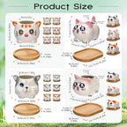 Cindeer 18 Pcs 2.5 Inch Cat Ceramic Succulent Planter Pots – Cute Cat Small Pots with Drainage Hole and Bamboo Tray for Succulents, Cactus, Home Garden Office Desk Decoration Gift Ideas - style: Cat