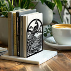 Peacoblue Metal Bookends for Shelves, Modern Decorative Heavy Duty Study Book Support Stoppers for Office, Desk, Shelf, Room 5.3"x4.3"x7.9" Cast Iron Simple Tall Bookends, 1 Pair (Peacock) - style: Peacock
