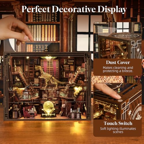 CCCDF DIY Book Nook Library Kit, Miniature Dollhouse Booknook Kit, 3D Wooden Puzzle Bookend Bookshelf with LED Light for Teens and Adults (Beyond Library Max) - style: Beyond Library Max