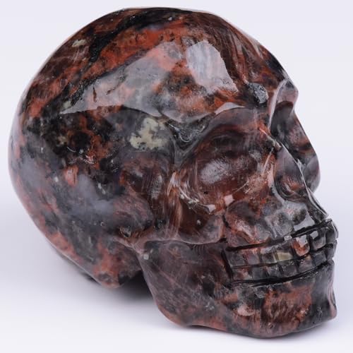 2 Inch Mahogany Obsidian Crystal Skulls Decor,Human Skull Sculpture Statues Healing Crystal Decor,Halloween Skull Figurines,Home Office Decoration Christmas Meditation Gifts for Men Women - color: Mahogany Obsidian