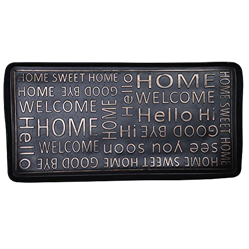 Art & Artifact Rubber Boot Tray Wet Shoe Tray for Entryway Indoor Outdoor Snow Boot Mat Extra Large Shoe Tray 32" x 16", Black, Hello Goodbye