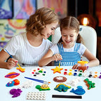 Juboury Kids Arts and Crafts Plaster Painting Craft Kit Art Set - Painting Your Own Space Dinosaurs & Marine Life Figurines - Ceramic Painting Kit for Kids, Girls, Boys, Toddlers