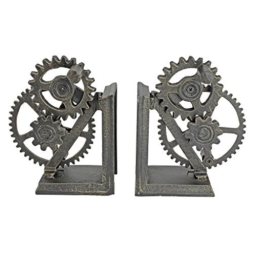 Design Toscano Industrial Gear Sculptural Iron Bookends