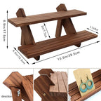 51pcs 2-Tier Wood Earring Display Stand, Retail Display Riser Earring, Ring Holder Stand, Removable Countertop Small Merchandise Display Stand with 50 Pcs Earring Card (Light brown) - color: 2 Tier