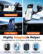 Qifutan Dash Mounted Phone Holders for Your Car Dash Phone Mount for Car Dashboard Air Vent Multi-Mount 3 in 1 Vehicle Windshield Holder Compatible Multi-Device Clip Desk Mount - style: Dash-C