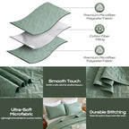 JYHOPE Sage Green Twin Quilt Set 68x90 Lightweight Microfabric Bedspread, 3-Piece Quilt Bedding with Pillow Shams, Summer Cooling Quilts, Ribbon Wrapped Gift - color: Weave Pattern-sage Green, size: Twin(68x90)