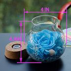 Preserved Real Roses with Colorful Mood Light Wishing Bottle,Eternal Rose，Never Withered Flowers, Christmas Anniversary Valentine's Mother's Day,a Gifts for Women 4.3inch 1pcs（Light Blue） - color: Light Blue