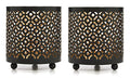 Hosley Set of 2 Black (Gold Inside) Metal Jar Holder Candle Sleeve 4.5" High. Votive, Tea Light Lanterns Ideal Gift for Weddings, Parties, Spa and Aromatherapy O6 - color: Black (Gold Inside) 2 Pack, size: 4.5 inch High