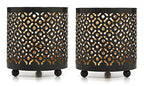 Hosley Set of 2 Black (Gold Inside) Metal Jar Holder Candle Sleeve 4.5" High. Votive, Tea Light Lanterns Ideal Gift for Weddings, Parties, Spa and Aromatherapy O6 - color: Black (Gold Inside) 2 Pack, size: 4.5 inch High