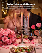 Homemory 6 Pcs Real Wax Pink Flameless Taper Candles with Remote Timer, 9.6 Inches LED Fake Candlesticks, LED Candle with 3D Flickering Flame for Romantic Wedding, Dinner, Xmas Anniversary Decor - style: Romantic - Pink 9.6"