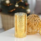 WGVI Hurricane Candle Holder Sleeve, W: 5", Ht: 8", Gold Speckled Glass Cylinder Open Both Ends, Chimney Tube Shade, 1 Piece - size: 5x8"H