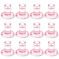 12PCS Pale Pink Taper Candle Holders, Glass Crystal Candlestick Holders Bulk, Clear Candle Holders for Dining Table Centerpiece，More Suitable for Weddings - color: Pink 12pcs