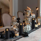 Homemory Black Flameless Candles, Halloween Candles, Battery Operated Candles, LED Pillar Candles with Remote Control and Timers, Set of 9 - color: Black