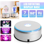 Watris Veiyi 4" LED Colorful Rotating Display Base, Light Rotating Crystal Display Base, Display Base Stand Turner for Crystals Glass Art and Cup