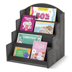 PUERSI Greeting Card Display Stand, Wooden 4-Tier Postcard Display Stand Holder for Sticker, Vendors, Retail Stores, Black - color: Black
