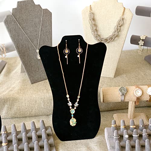 14 Inch Tall Black Velvet Necklace & Earing Display Stands for selling, Foldable Jewelry Display Stands for Shows.(set of 6)
