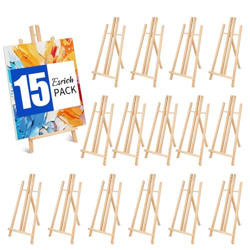 ESRICH 15pcs 17 Inch Tabletop Easels, Easel Stand for Painting,Tripod, Paint Party Easel, Kids Student Desktop Easel for Painting,Paint Easel for Canvas Paints - style: 15