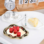 VanEnjoy Ceramic Cute Jewelry Dish, Aesthetic Jewelry Tray Gold finished, Small Trinket Dish, Ring Bowl for Jewelry, Thanksgiving Friend Gift - color: Gold