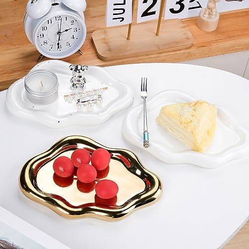 VanEnjoy Ceramic Cute Jewelry Dish, Aesthetic Jewelry Tray Gold finished, Small Trinket Dish, Ring Bowl for Jewelry, Thanksgiving Friend Gift - color: Gold