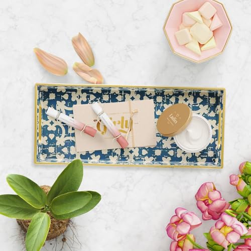 Bathroom Vanity Tray for Countertop, Small Plastic Toilet Tank Tray Versatile Storage & Organization Tray for Makeup, Perfume, Desk, Kitchen, Candles, 13.7"x6"x1.4", 35Boho1 - color: 15multi1