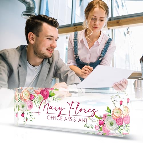 Personalized Desk Name Plate - Custom Gifts for Professionals & Employees - color: Flower 1