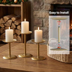 Homemory Christmas Fall Candle Holders for Pillar Candles Set of 5 (5, Gold) - color: Gold