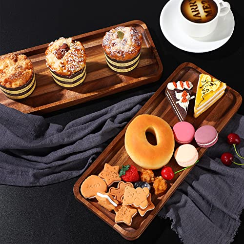 Roowest 5 Pack Solid Acacia Wood Serving Trays for Laser Engraving Rectangular Wooden Board for Food Appetizer Serving Tray Plates for Vegetables Fruit Cheese Housewarming Gifts(14 x 5.5 Inch) - size: 14 x 5.5 Inch