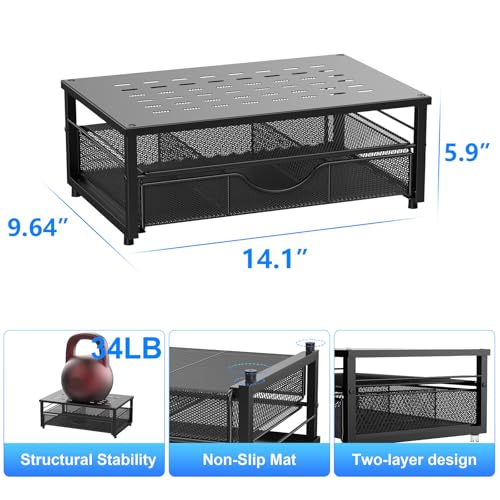 gianotter Computer Monitor Stand Riser, Desk Organizers and Accessories with Drawer, Office Desk Accessories & Workspace Desktop Organizers Storage for Printer Stand (Black) - color: Black