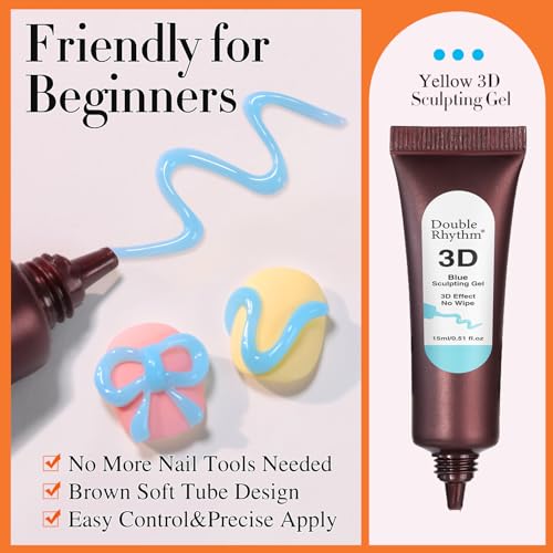 Double Rhythm 0.5 Oz 3D Nail Gel Nail Art Sculpting Gel No Wipe Gel Polish for Nail Designs DIY Nail Art for Drawing, Molding, Sculpture and Decoration (3D Sculpting Gel Blue) - color: Blue