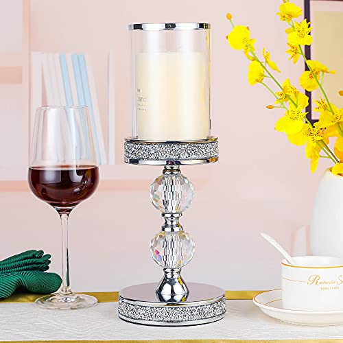 Candle Holders for Pillar Candle, Pillar Crystal Candle Holders, Candlesticks Holder for Wedding, Dining Coffee Table, Centerpieces, Home Decor CH00XM - size: 2 crystal balls