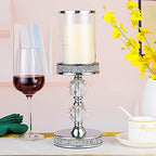 Candle Holders for Pillar Candle, Pillar Crystal Candle Holders, Candlesticks Holder for Wedding, Dining Coffee Table, Centerpieces, Home Decor CH00XM - size: 2 crystal balls
