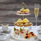 3 Tier Tiered Tray Hardware Kits Fruit Cake Plate Handle Fitting Hardware Rod Dessert Stand Holder Golden Crown 5 Set（Plate not Included） - color: Gold