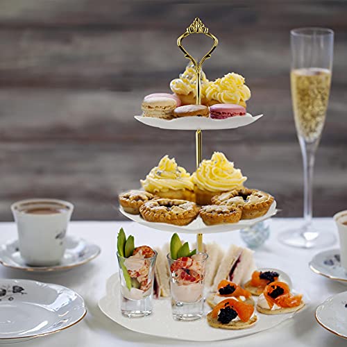 3 Tier Tiered Tray Hardware Kits Fruit Cake Plate Handle Fitting Hardware Rod Dessert Stand Holder Golden Crown 5 Set（Plate not Included） - color: Gold