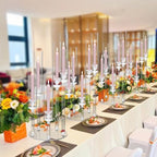 4PCS 5 Arm Acrylic Candelabra for Table Wedding Centerpiece,Crystal Clear Candle Stick Holders Candelabra Centerpiece Stands with Removable Lampshade for Party Easter Baby Shower Fit 0.8 LED Candle - size: 22.6"Tall