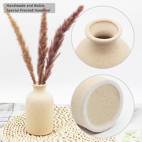 YANLING 6 Pack Light Yellow Small Vase for Flowers, 5 inch Modern Ceramic Vases for Pampas Grass Simple Shelf Vase, Boho Vases for Home Decor, Wedding Dinner Table Party Office Bedroom - color: Light Yellow-a, size: 6 Pack-Small