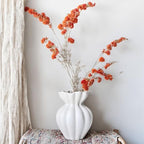 EspoirLuv-White Ceramic Vase for Pampas Grass – 6.69” Flower Vase, Table Centerpiece for Living Room, Shelf & Home Decor