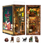 Cutefun Book Nook Kit, DIY Miniature Dollhouse Booknook for Adults, 3D Wooden Puzzle Bookend Bookshelf Insert Decor with LED Light, Gift for Craft Lovers (Magic Pharmacist) - style: Magic Pharmacist