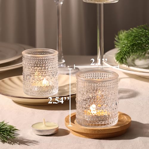 30 Pcs Clear Votive Candle Holders, Votive Candle Holders with Polka Dot Embossed for Table Centerpiece, Tealight Candle Holder for Weddings, Home Decor, Baby Shower, Special Occasions - color: Clear