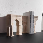 Set of 2 Piece Modern Travertine Bookend, Arc de Triomphe Design, Natural Stone Book Holders for Desk and Shelf (2 pcs 1 Set -Arc de Triomphe) - color: 2 Pcs 1 Set -Arc De Triomphe