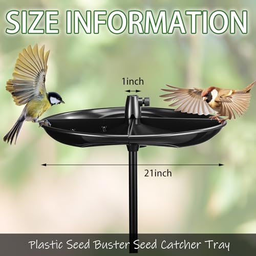 Geelin 21'' Plastic Bird Seed Catcher Tray for 1'' Outdoor Pole Feeders, Removable Bird Seed Catcher Tray for Hummingbird Bee Feeders Outdoors, Backyard, Garden, Not Included Pole