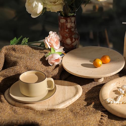 Natural Travertine Jewelry Tray Cloud Shape, Jewelry Dish Trinket Tray for Home Décor, Ring Holder for Women Gift, Key Tray for Entryway Table, DAEBFC (Beige Travertine) - color: Beige Travertine
