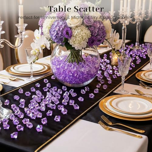 DomeStar 550PCS Small Purple Vase Fillers, Acrylic Fake Ice Rocks Purple Gems Crystals Plastic Diamonds Table Centerpiece Fish Tank Table Scatter Photography Props Display Decor (0.4 * 0.6inch) - color: Bright Purple