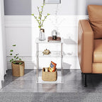 Clear Acrylic Side Table, 3-Tier End Table for Living Room, Small Bedside Tables Nightstand for Bedroom Set of 2, Home Decor Accent Table, 15.7" L x 11.8" W x 23.6" H - size: 2-Pack