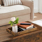 Hanobe Brown Decorative Serving Trays: Rustic Brown Rectangle Tray Decor with Cutout Handles for Coffee Table Ottoman Living Room Kitchen Home Decor, Large - size: 15.8" x 11.8" x 2"