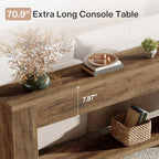 Tribesigns 70.9-Inch Console Tables for Entryway, Narrow Wooden Long Sofa Table Behind the Couch, Farmhouse Fluted Hallway Accent Table for for Living Room, Entrance, Foyer (Rustic Brown) - color: Rustic Brown
