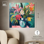 Art Remedy Vase Of Tropical Flowers Gallery Wrapped Flowers In Vase Paintings, 40" x 40", Gallery Wrapped - color: Gallery Wrapped, size: 40"L x 40"W