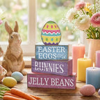 Lineshading 4 Pcs Easter Table Decoration Wooden Pastel Egg - No Assembly Required Reusable Happy Easter Tiered Tray Decor, Perfect for Home Kitchen Shelf Party Farmhouse Centerpieces & Holy Week Gift - style: Easter Egg