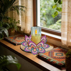 DIY Diamond Art Painting Candlestick Holders 5.71in Mandala Flower Shape Desk Candle Tray Tabletop Ornaments for Wedding Ramadan Party Home Table Centerpiece-Mandala14 - color: Mandala14